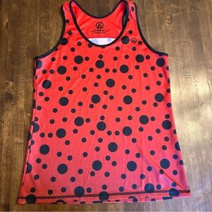 INKnBURN Womens Tank XL Ladybug Polka Dot Running Performance Tech Athletic